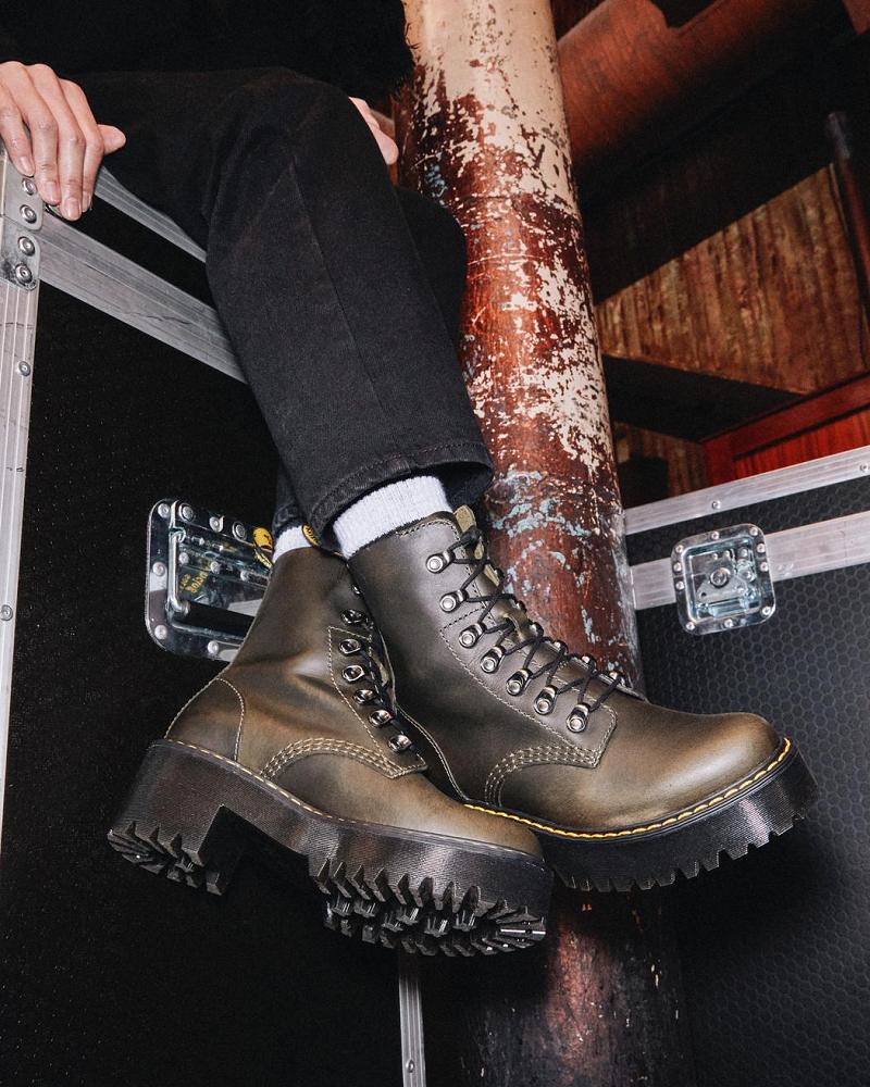 Dr Martens Leona Leren Enkellaars Dames Bruin | NL 701FDN